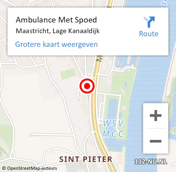 Locatie op kaart van de 112 melding: Ambulance Met Spoed Naar Maastricht, Lage Kanaaldijk op 22 maart 2024 05:35