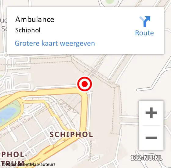 Locatie op kaart van de 112 melding: Ambulance Schiphol op 22 maart 2024 05:54