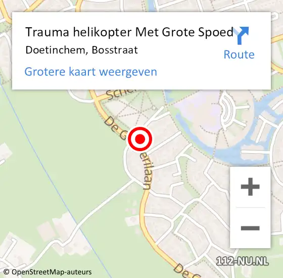 Locatie op kaart van de 112 melding: Trauma helikopter Met Grote Spoed Naar Doetinchem, Bosstraat op 22 maart 2024 06:47