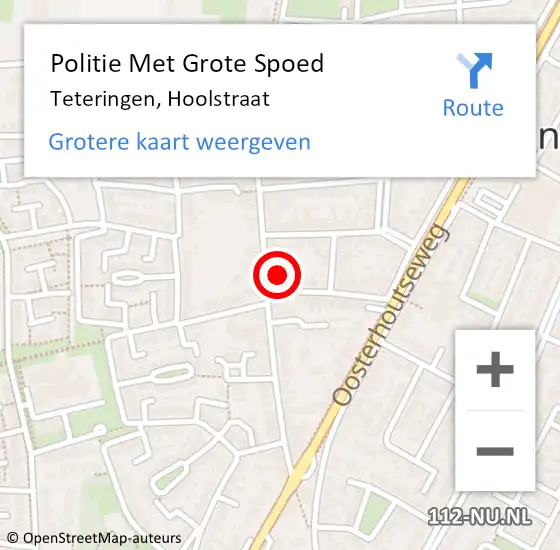 Locatie op kaart van de 112 melding: Politie Met Grote Spoed Naar Teteringen, Hoolstraat op 22 maart 2024 07:11