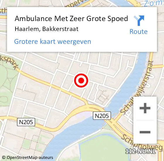Locatie op kaart van de 112 melding: Ambulance Met Zeer Grote Spoed Naar Haarlem, Bakkerstraat op 22 maart 2024 07:21