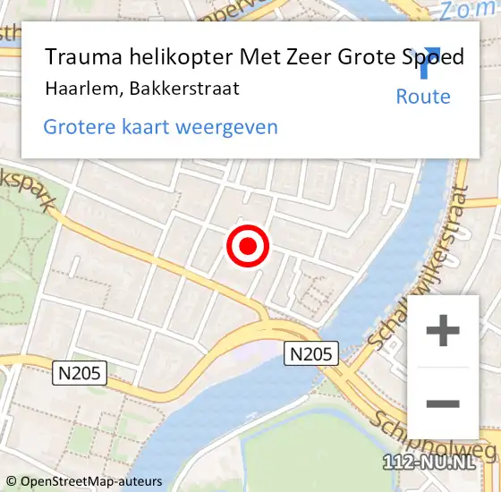 Locatie op kaart van de 112 melding: Trauma helikopter Met Zeer Grote Spoed Naar Haarlem, Bakkerstraat op 22 maart 2024 07:23