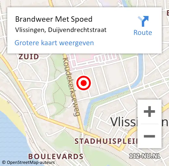 Locatie op kaart van de 112 melding: Brandweer Met Spoed Naar Vlissingen, Duijvendrechtstraat op 22 maart 2024 07:28