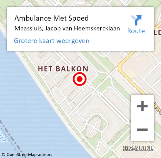 Locatie op kaart van de 112 melding: Ambulance Met Spoed Naar Maassluis, Jacob van Heemskercklaan op 22 maart 2024 07:45