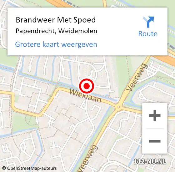 Locatie op kaart van de 112 melding: Brandweer Met Spoed Naar Papendrecht, Weidemolen op 22 maart 2024 08:03