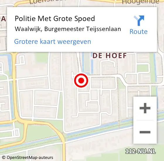 Locatie op kaart van de 112 melding: Politie Met Grote Spoed Naar Waalwijk, Burgemeester Teijssenlaan op 22 maart 2024 08:32