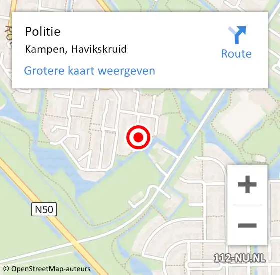 Locatie op kaart van de 112 melding: Politie Kampen, Havikskruid op 22 maart 2024 08:45