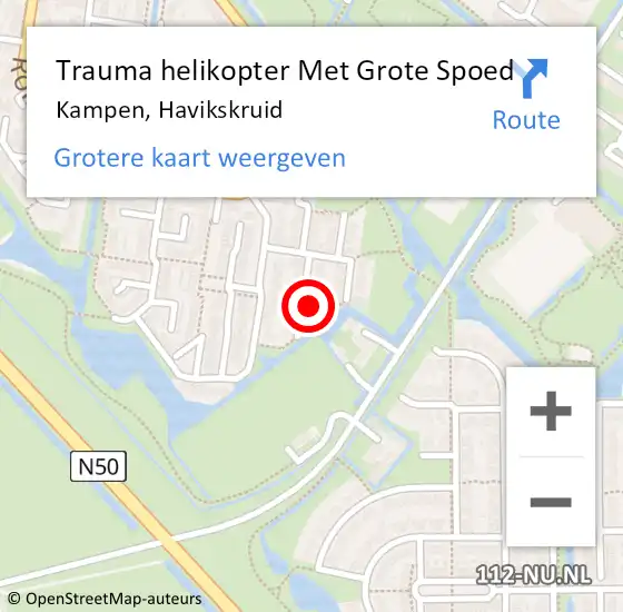 Locatie op kaart van de 112 melding: Trauma helikopter Met Grote Spoed Naar Kampen, Havikskruid op 22 maart 2024 08:47