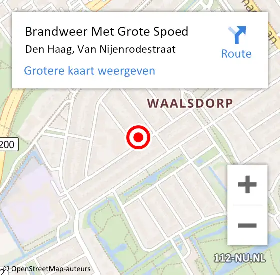 Locatie op kaart van de 112 melding: Brandweer Met Grote Spoed Naar Den Haag, Van Nijenrodestraat op 22 maart 2024 08:48