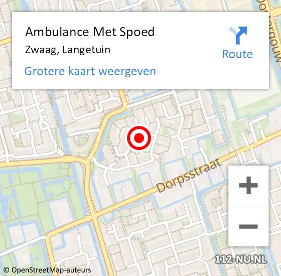 Locatie op kaart van de 112 melding: Ambulance Met Spoed Naar Zwaag, Langetuin op 22 maart 2024 09:12