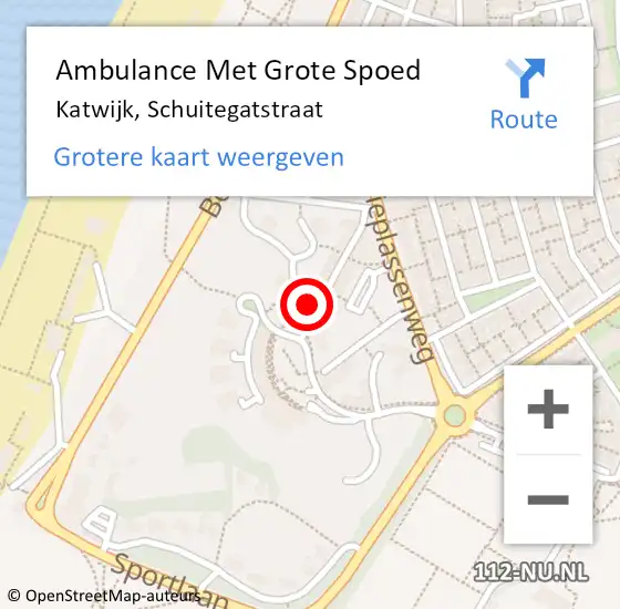 Locatie op kaart van de 112 melding: Ambulance Met Grote Spoed Naar Katwijk, Schuitegatstraat op 22 maart 2024 09:33