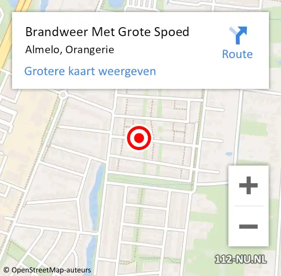 Locatie op kaart van de 112 melding: Brandweer Met Grote Spoed Naar Almelo, Orangerie op 22 maart 2024 09:37