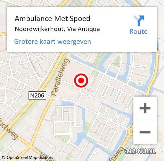 Locatie op kaart van de 112 melding: Ambulance Met Spoed Naar Noordwijkerhout, Via Antiqua op 22 maart 2024 09:40