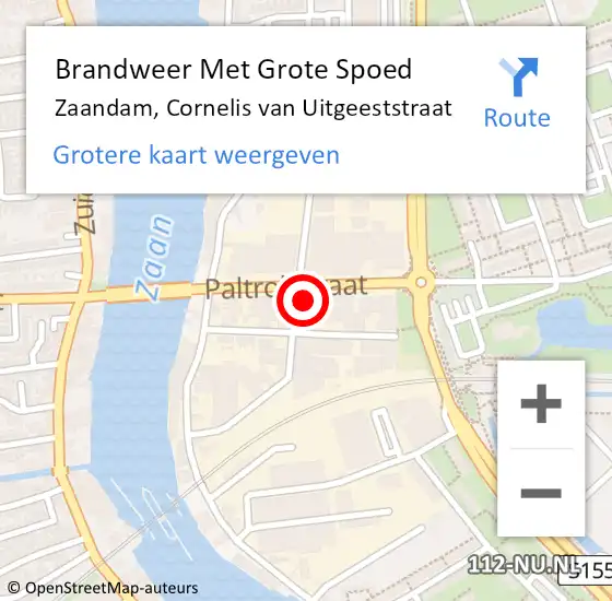 Locatie op kaart van de 112 melding: Brandweer Met Grote Spoed Naar Zaandam, Cornelis van Uitgeeststraat op 22 maart 2024 09:45