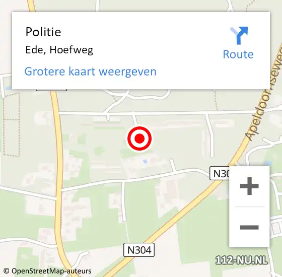 Locatie op kaart van de 112 melding: Politie Ede, Hoefweg op 22 maart 2024 09:57