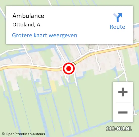 Locatie op kaart van de 112 melding: Ambulance Ottoland, A op 22 maart 2024 09:58
