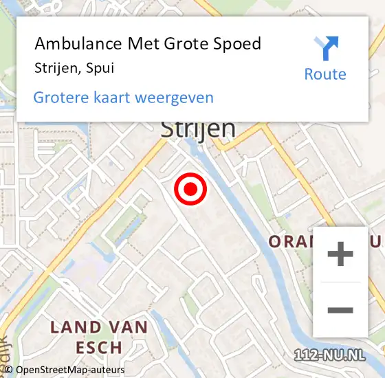 Locatie op kaart van de 112 melding: Ambulance Met Grote Spoed Naar Strijen, Spui op 22 maart 2024 10:03