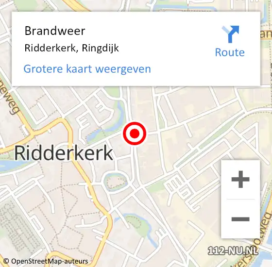Locatie op kaart van de 112 melding: Brandweer Ridderkerk, Ringdijk op 22 maart 2024 10:13