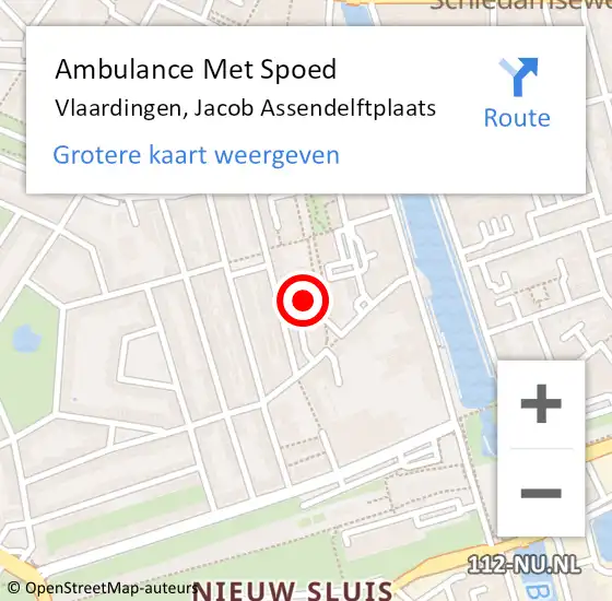 Locatie op kaart van de 112 melding: Ambulance Met Spoed Naar Vlaardingen, Jacob Assendelftplaats op 22 maart 2024 10:23