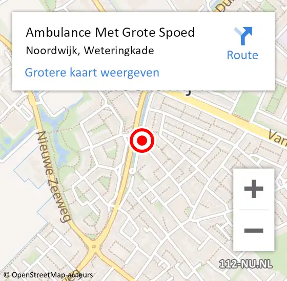 Locatie op kaart van de 112 melding: Ambulance Met Grote Spoed Naar Noordwijk, Weteringkade op 22 maart 2024 10:29