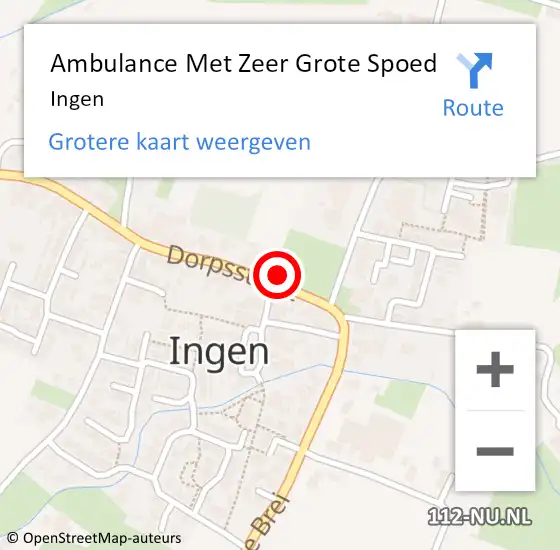 Locatie op kaart van de 112 melding: Ambulance Met Zeer Grote Spoed Naar Ingen op 22 maart 2024 10:39