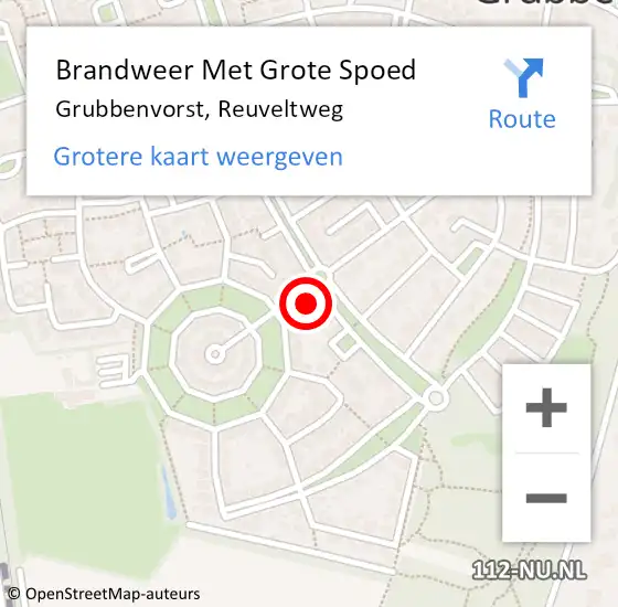 Locatie op kaart van de 112 melding: Brandweer Met Grote Spoed Naar Grubbenvorst, Reuveltweg op 22 maart 2024 10:58