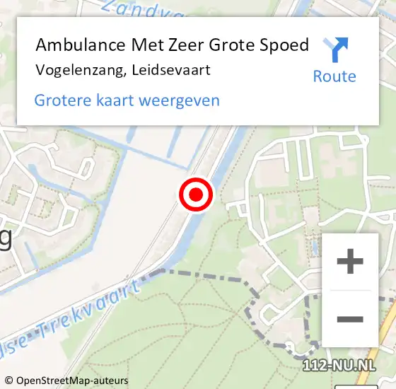 Locatie op kaart van de 112 melding: Ambulance Met Zeer Grote Spoed Naar Vogelenzang, Leidsevaart op 22 maart 2024 11:01