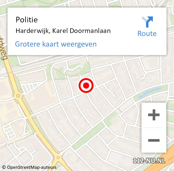 Locatie op kaart van de 112 melding: Politie Harderwijk, Karel Doormanlaan op 22 maart 2024 11:40
