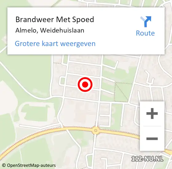 Locatie op kaart van de 112 melding: Brandweer Met Spoed Naar Almelo, Weidehuislaan op 22 maart 2024 11:52