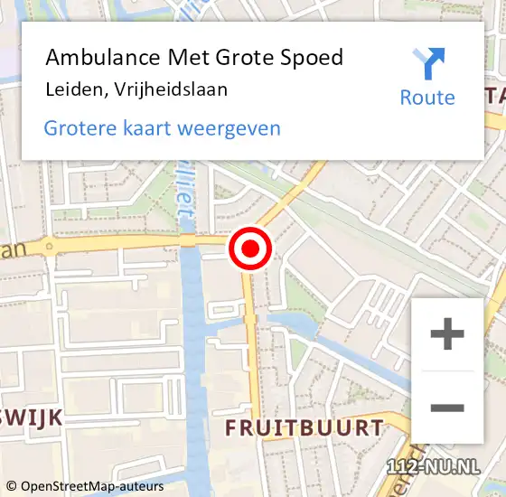 Locatie op kaart van de 112 melding: Ambulance Met Grote Spoed Naar Leiden, Vrijheidslaan op 22 maart 2024 12:01