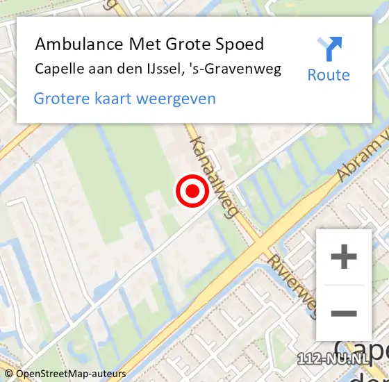 Locatie op kaart van de 112 melding: Ambulance Met Grote Spoed Naar Capelle aan den IJssel, 's-Gravenweg op 22 maart 2024 12:10