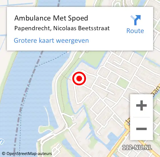 Locatie op kaart van de 112 melding: Ambulance Met Spoed Naar Papendrecht, Nicolaas Beetsstraat op 22 maart 2024 12:10