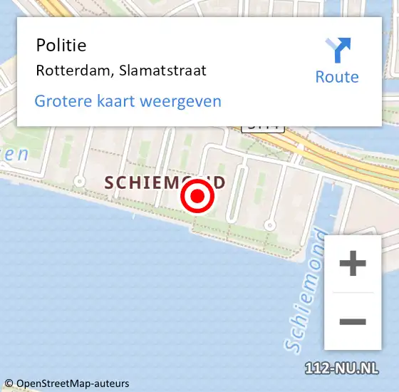 Locatie op kaart van de 112 melding: Politie Rotterdam, Slamatstraat op 22 maart 2024 12:31