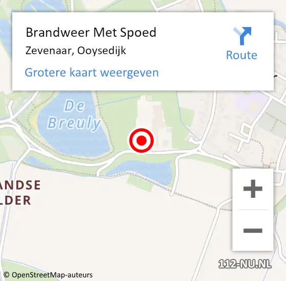 Locatie op kaart van de 112 melding: Brandweer Met Spoed Naar Zevenaar, Ooysedijk op 22 maart 2024 12:31