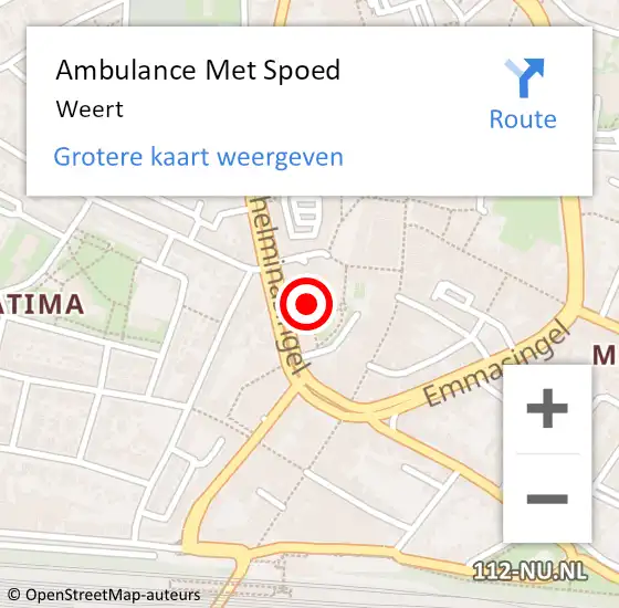 Locatie op kaart van de 112 melding: Ambulance Met Spoed Naar Weert op 22 maart 2024 12:33