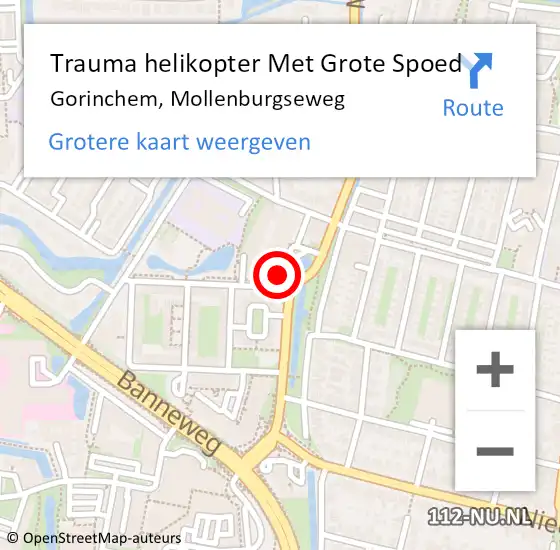 Locatie op kaart van de 112 melding: Trauma helikopter Met Grote Spoed Naar Gorinchem, Mollenburgseweg op 22 maart 2024 12:34