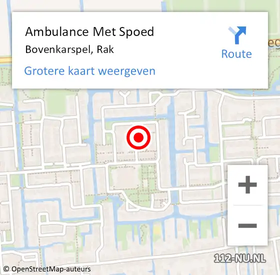 Locatie op kaart van de 112 melding: Ambulance Met Spoed Naar Bovenkarspel, Rak op 22 maart 2024 12:35