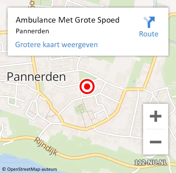 Locatie op kaart van de 112 melding: Ambulance Met Grote Spoed Naar Pannerden op 22 maart 2024 12:46