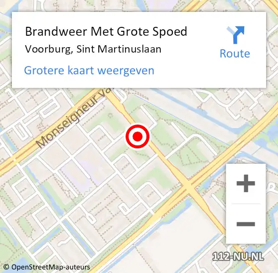 Locatie op kaart van de 112 melding: Brandweer Met Grote Spoed Naar Voorburg, Sint Martinuslaan op 22 maart 2024 13:00