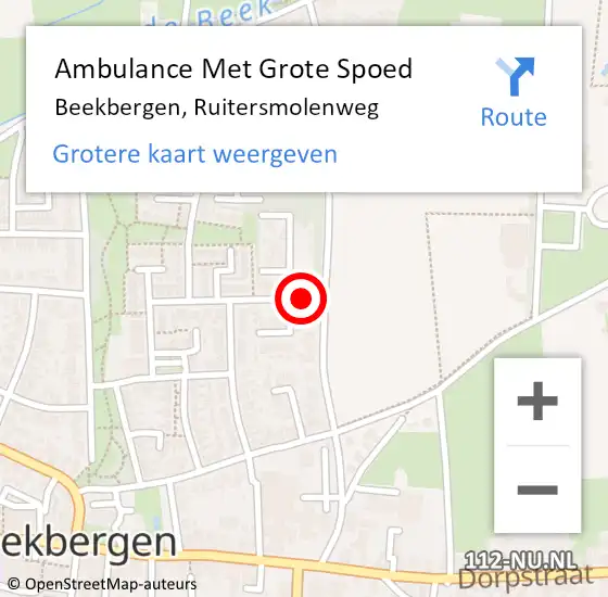 Locatie op kaart van de 112 melding: Ambulance Met Grote Spoed Naar Beekbergen, Ruitersmolenweg op 29 september 2014 21:22