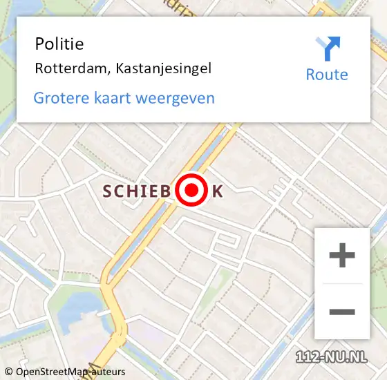 Locatie op kaart van de 112 melding: Politie Rotterdam, Kastanjesingel op 22 maart 2024 13:32