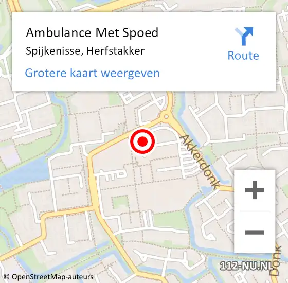 Locatie op kaart van de 112 melding: Ambulance Met Spoed Naar Spijkenisse, Herfstakker op 22 maart 2024 13:41