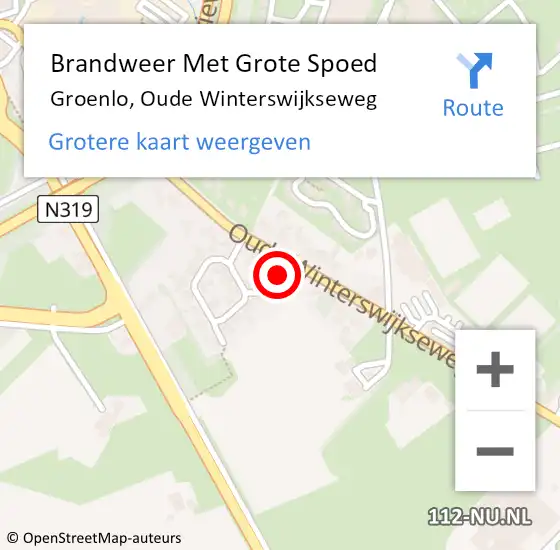 Locatie op kaart van de 112 melding: Brandweer Met Grote Spoed Naar Groenlo, Oude Winterswijkseweg op 22 maart 2024 13:42