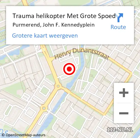 Locatie op kaart van de 112 melding: Trauma helikopter Met Grote Spoed Naar Purmerend, John F. Kennedyplein op 22 maart 2024 13:48