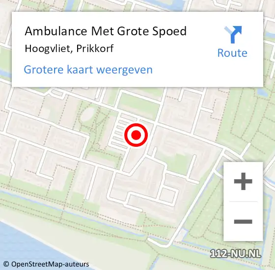 Locatie op kaart van de 112 melding: Ambulance Met Grote Spoed Naar Hoogvliet, Prikkorf op 22 maart 2024 14:02