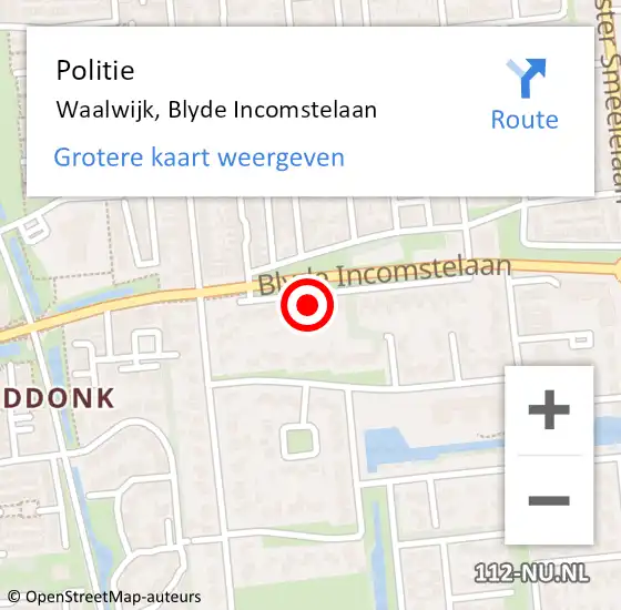Locatie op kaart van de 112 melding: Politie Waalwijk, Blyde Incomstelaan op 22 maart 2024 14:05
