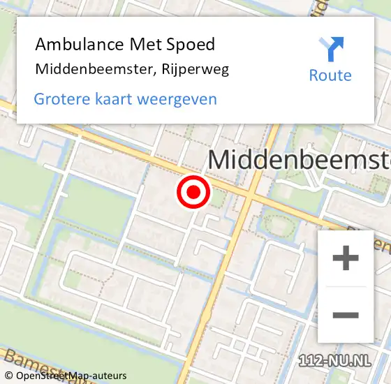 Locatie op kaart van de 112 melding: Ambulance Met Spoed Naar Middenbeemster, Rijperweg op 22 maart 2024 14:06