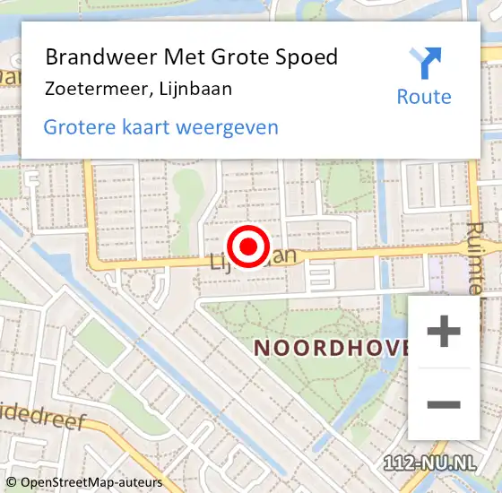 Locatie op kaart van de 112 melding: Brandweer Met Grote Spoed Naar Zoetermeer, Lijnbaan op 22 maart 2024 14:06