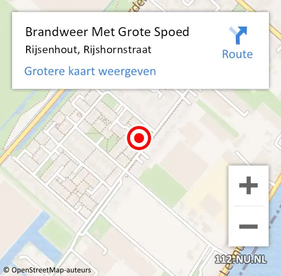Locatie op kaart van de 112 melding: Brandweer Met Grote Spoed Naar Rijsenhout, Rijshornstraat op 22 maart 2024 14:09
