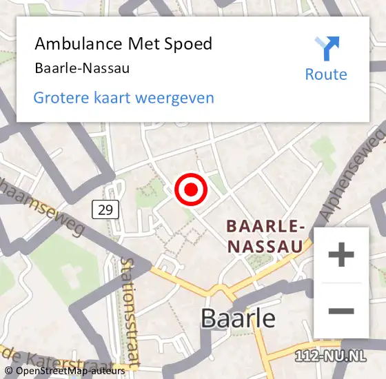 Locatie op kaart van de 112 melding: Ambulance Met Spoed Naar Baarle-Nassau op 22 maart 2024 14:11